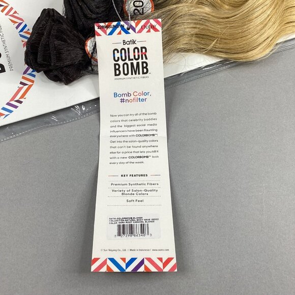 Color Bomb Dark Root Caramel Blonde Loose Wave 18-22” Synthetic Hair Bundles - Picture 5 of 6